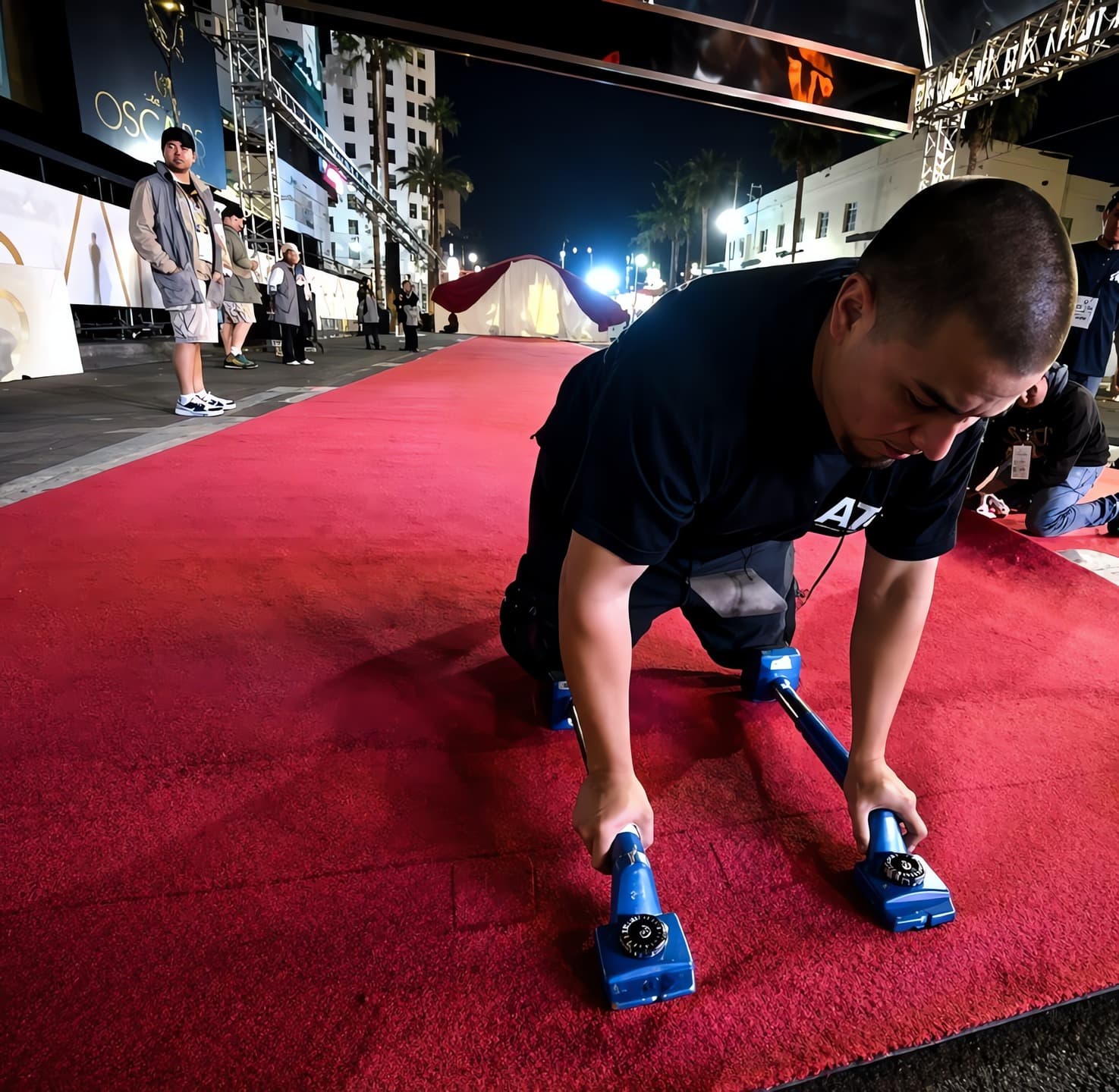 Red carpet install on Hollywood Boulevard