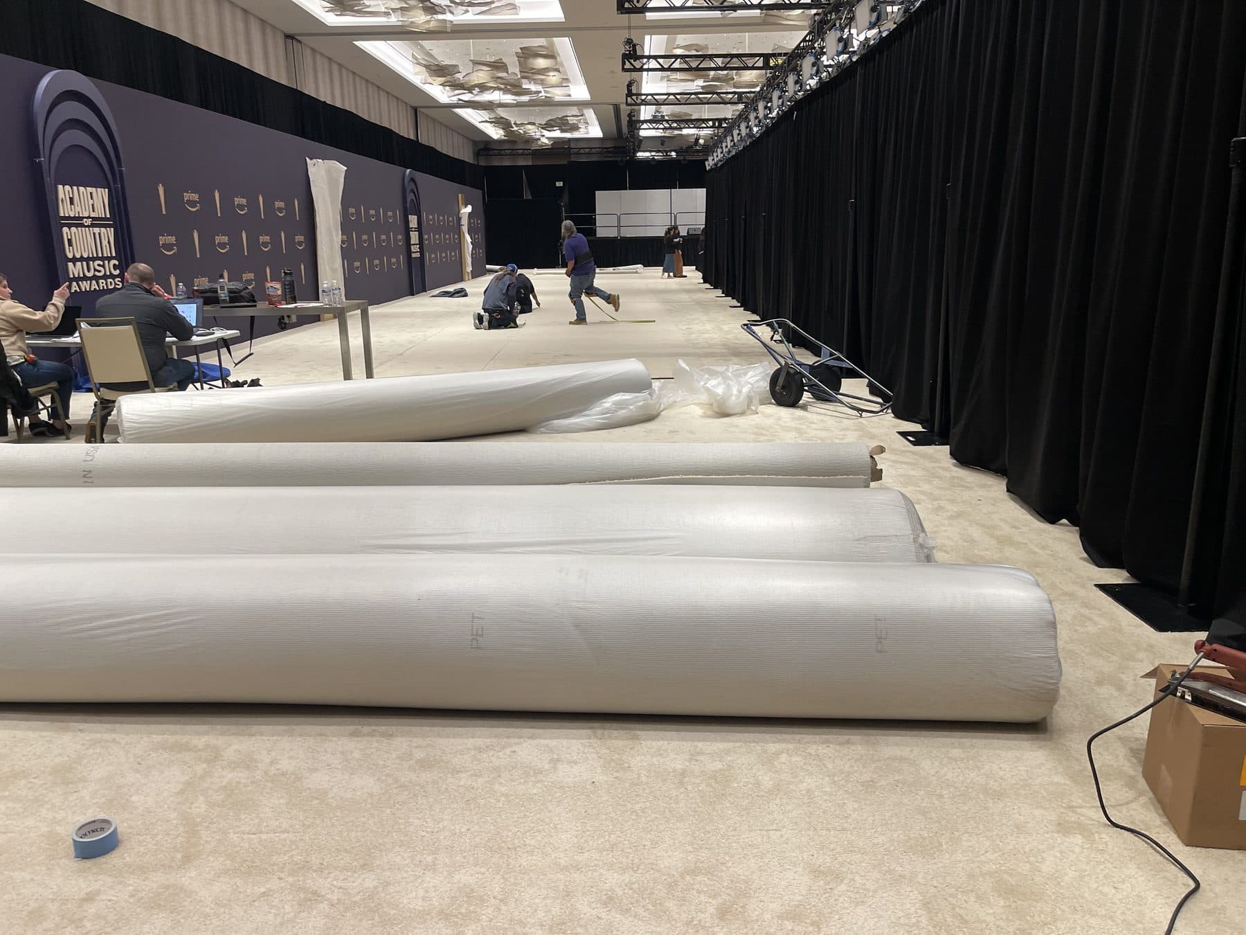 Event flooring install for an Amazon activation