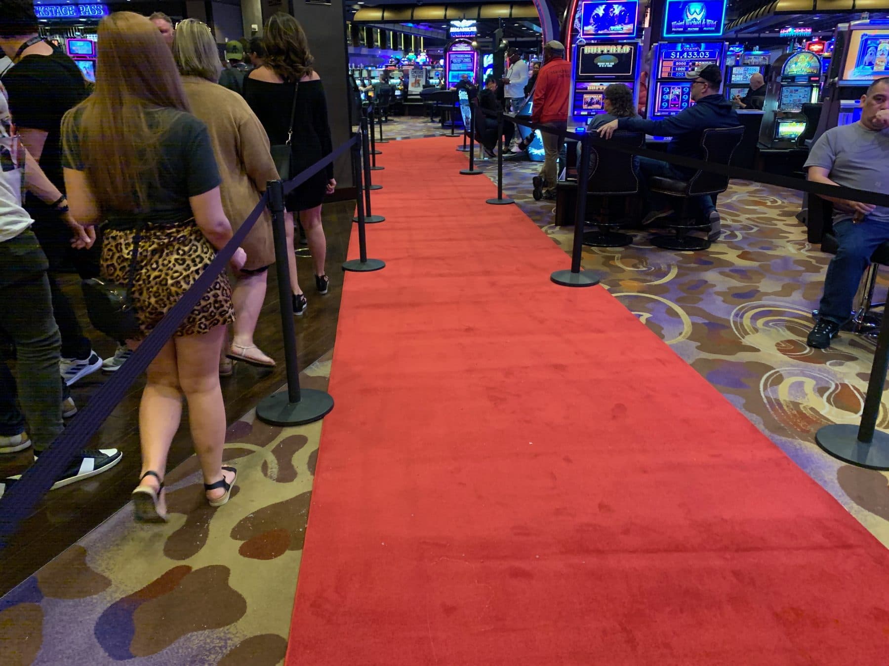 VIP red carpet runner through a Las Vegas casino